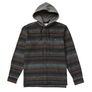 Billabong Hooded Flannel Shirt Baja Striped Button Up Long Sleeve Mens Size L